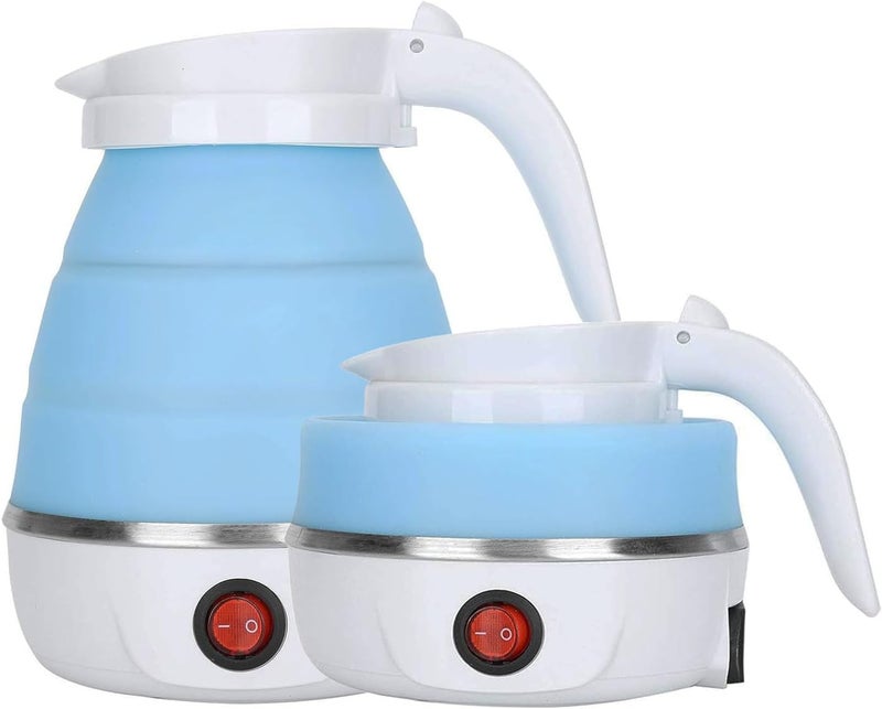 resgitiati Travel Kettle Electric Small Foldable Portable Kettle,Silicone Collapsible Heating Water Boiler Tea Pot for Camping,Easy for Storage with Separable Power Cord (Blue pro) - Image 1